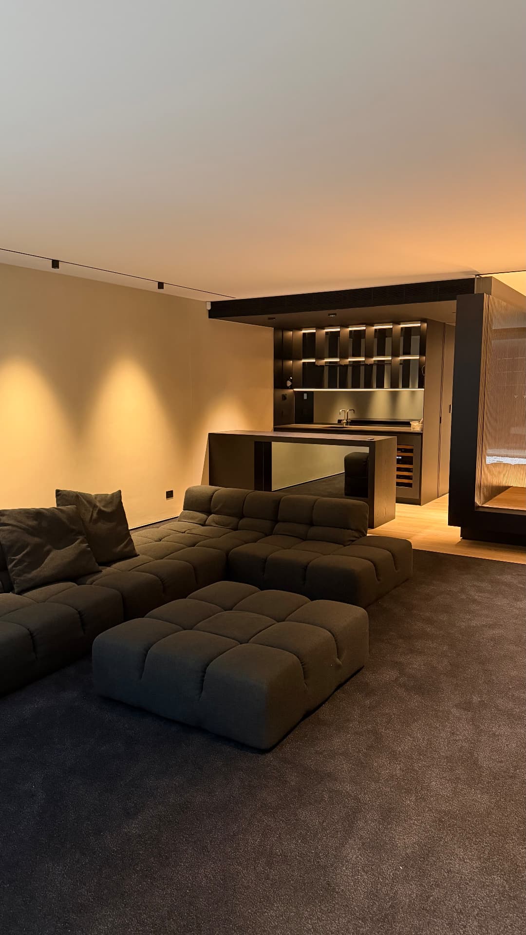 Lounge and bar area with sealed joinery and stone joints